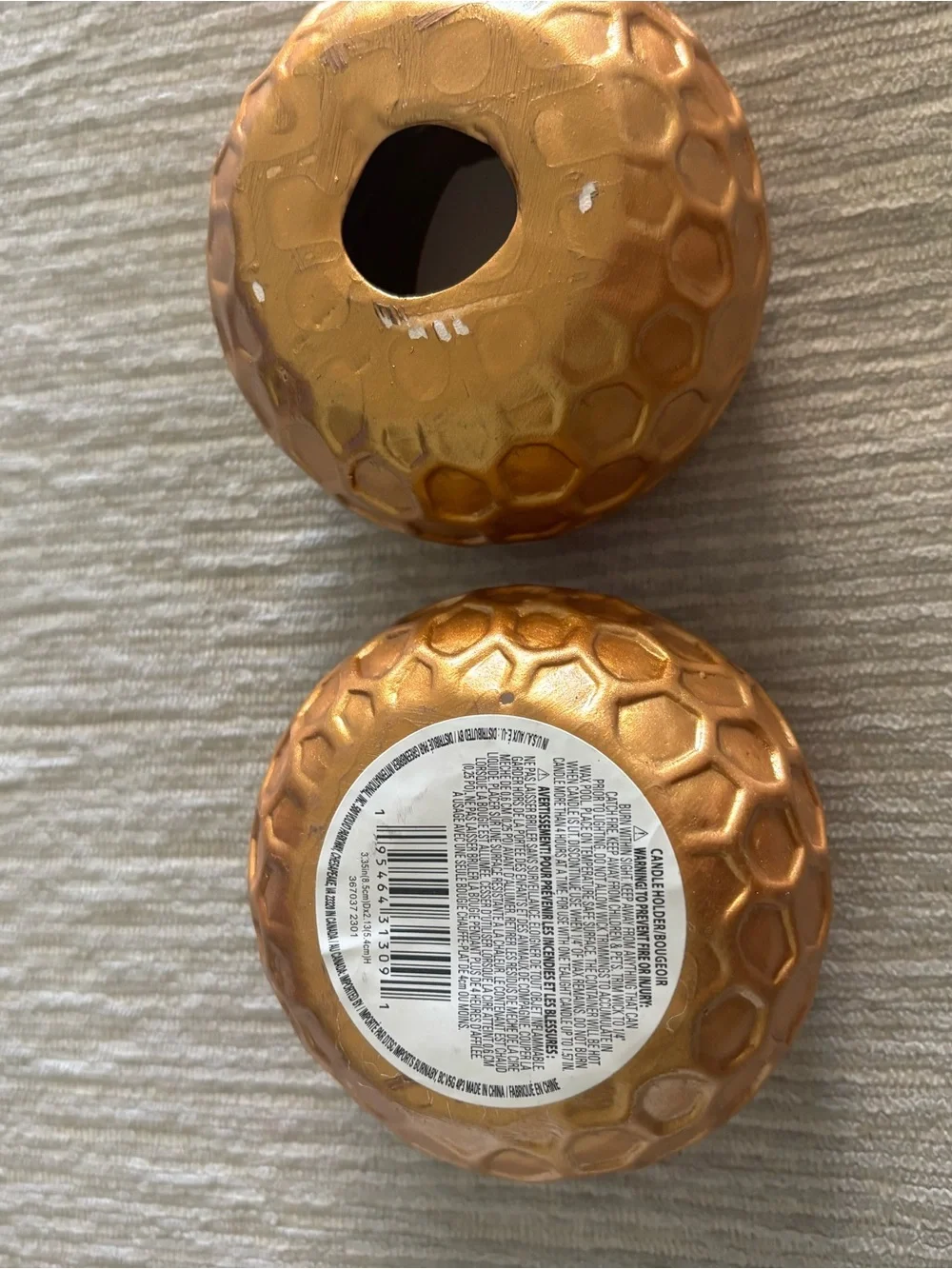 ❗️3/$15❗️Metallic Honeycomb Votive Candle Holders - Gold